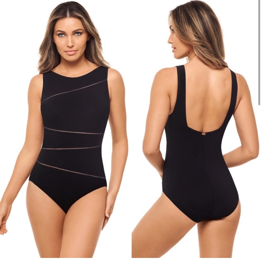 Amoressa by Miraclesuit Bamboo Skyline One Piece Swimsuit in Black